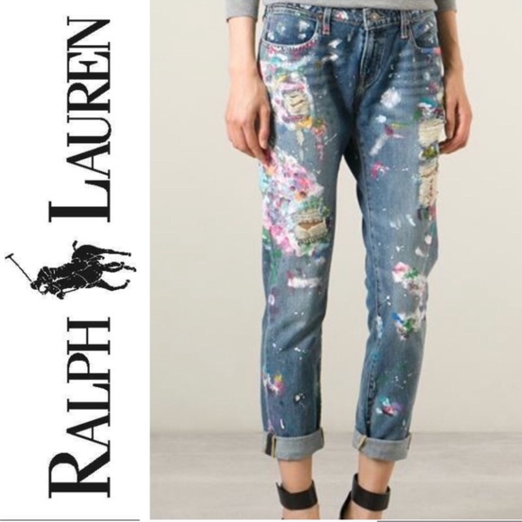 ralph lauren paint splatter boyfriend jeans